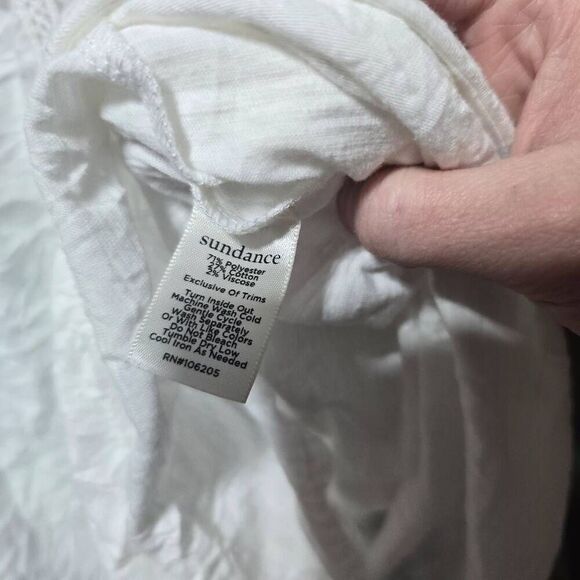 Sundance Romance Textured Peasant Blouse White Boho Lace - Picture 5 of 5